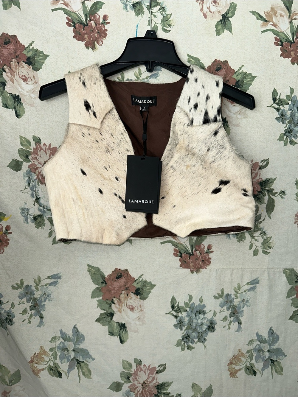 Lamarque Ivory Cowhide Leather Western Vest